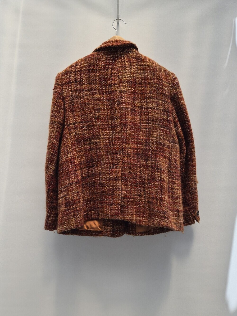 Vintage Jones New York Tweed Blazer Size 14 Wool Blend Jacket Burnt Orange Prep - Picture 7 of 16